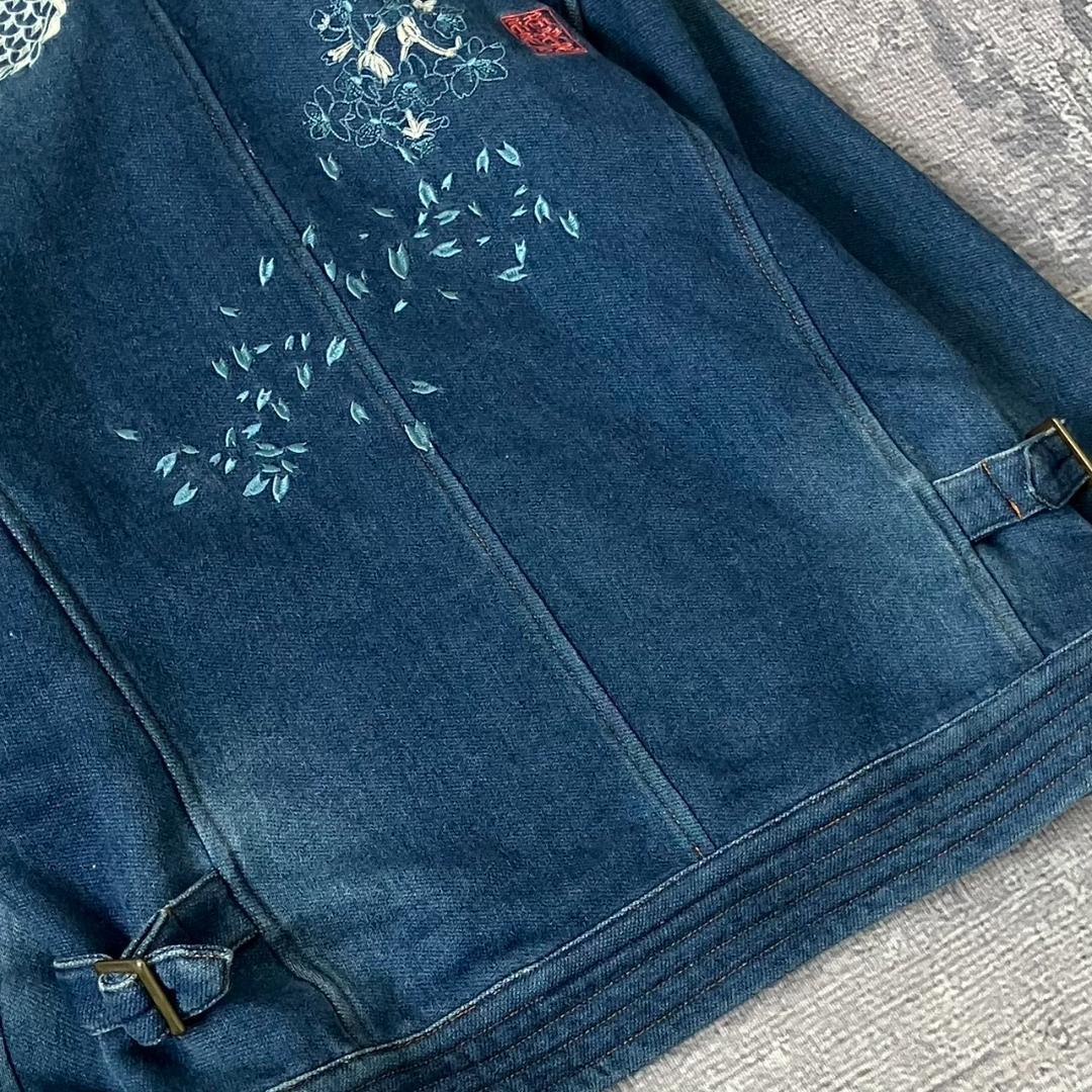 【極美品】絡繰魂 デニムジャケット ブルゾン ドラゴン 龍 刺繍 短丈 Y2K