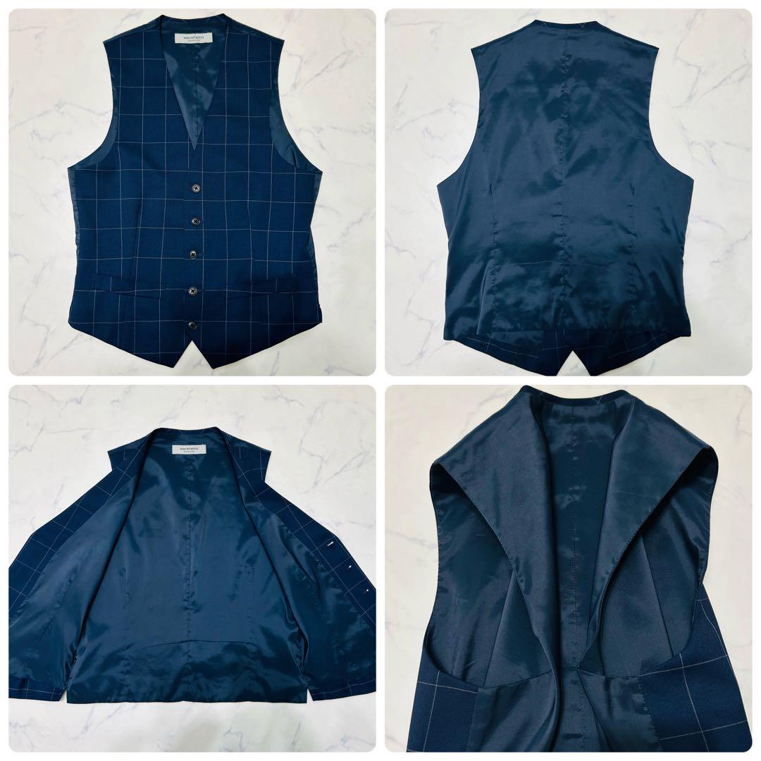 【美品】ユナイテッドアローズ　3ピース ビジネススーツ　チェック ネイビー S