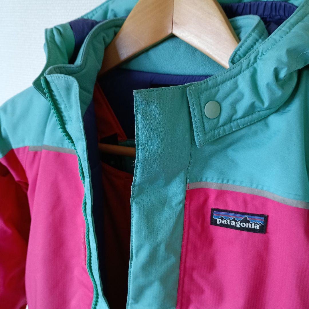 patagonia 子ども用スキーウェア ピンク/グリーン