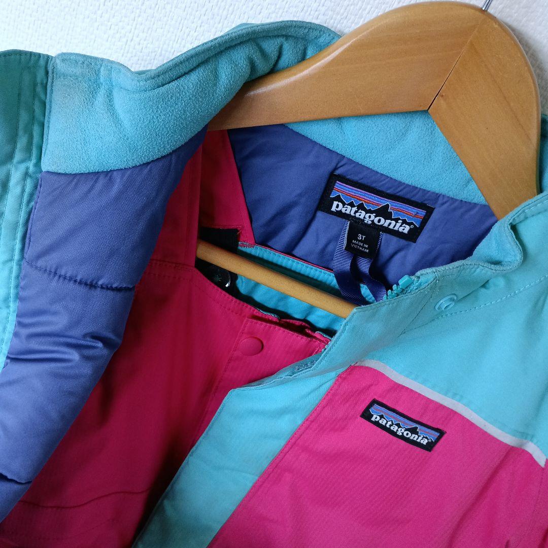 patagonia 子ども用スキーウェア ピンク/グリーン