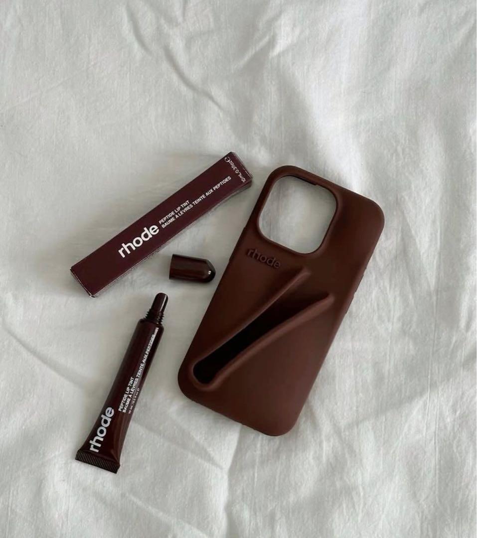 【全機種対応】rhode espresso iPhoneケースリップ付き