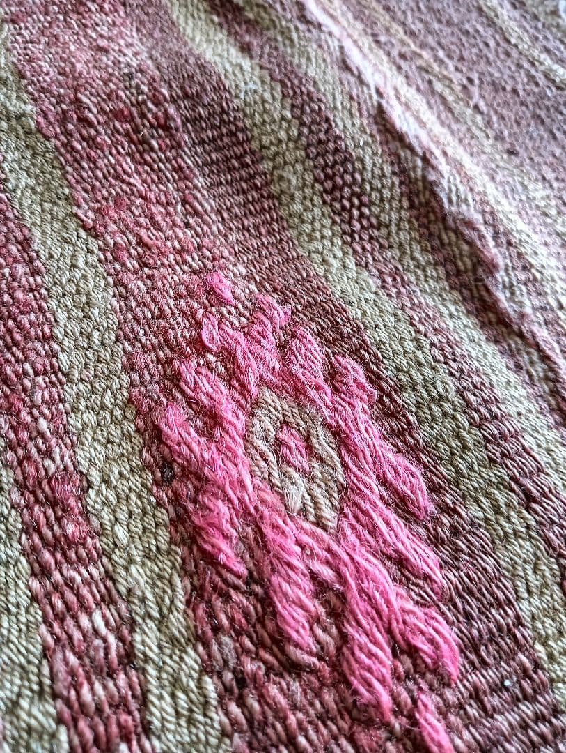 特大7.6kg 140×280色のパステルピンクのオールドキリム　カイセリ