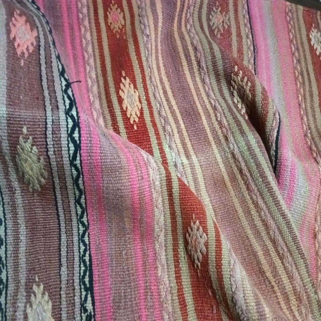 特大7.6kg 140×280色のパステルピンクのオールドキリム　カイセリ