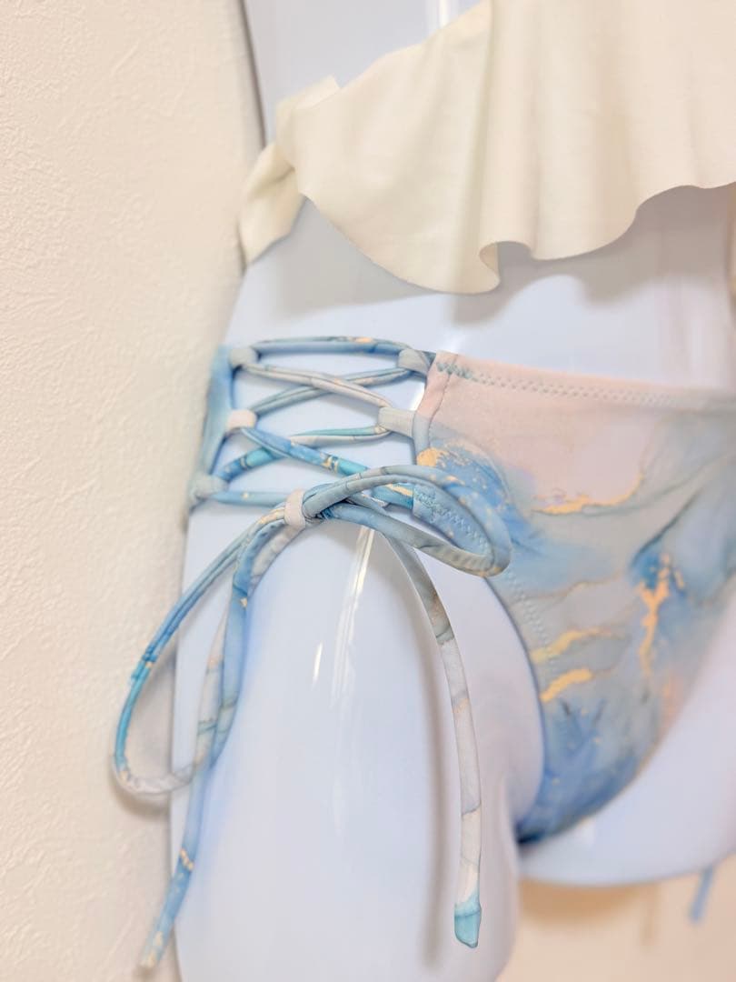 三愛水着楽園 フリルデザイン セパレート水着 ホワイト・ブルー