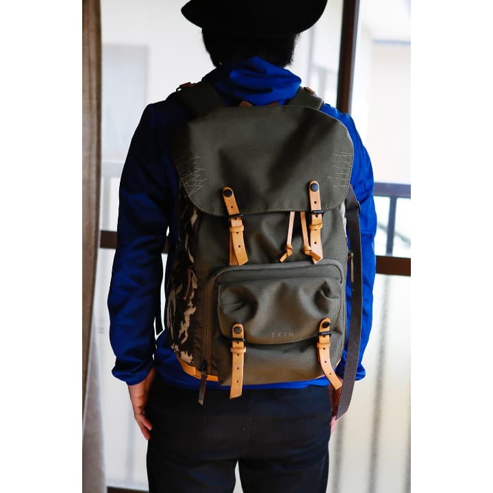 ZKIN カメラバッグ リュック 迷彩 グリーン