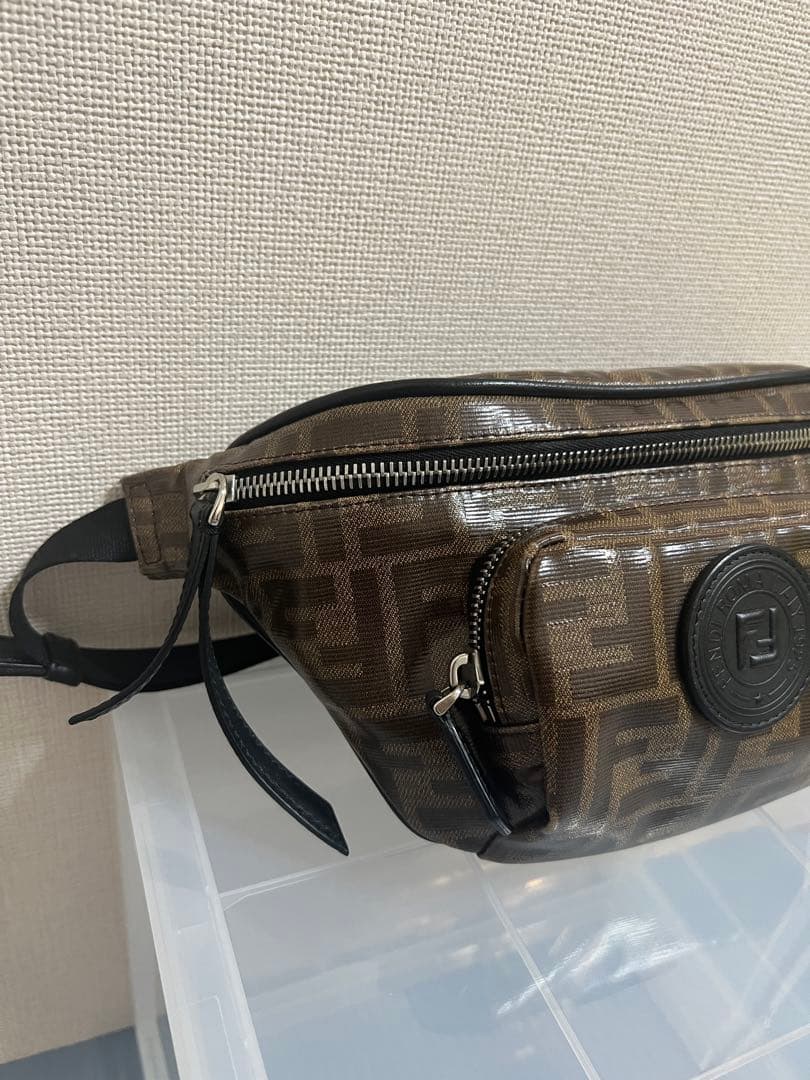 FENDI ズッカ柄 ウエストバッグ コーティングキャンバス レザー