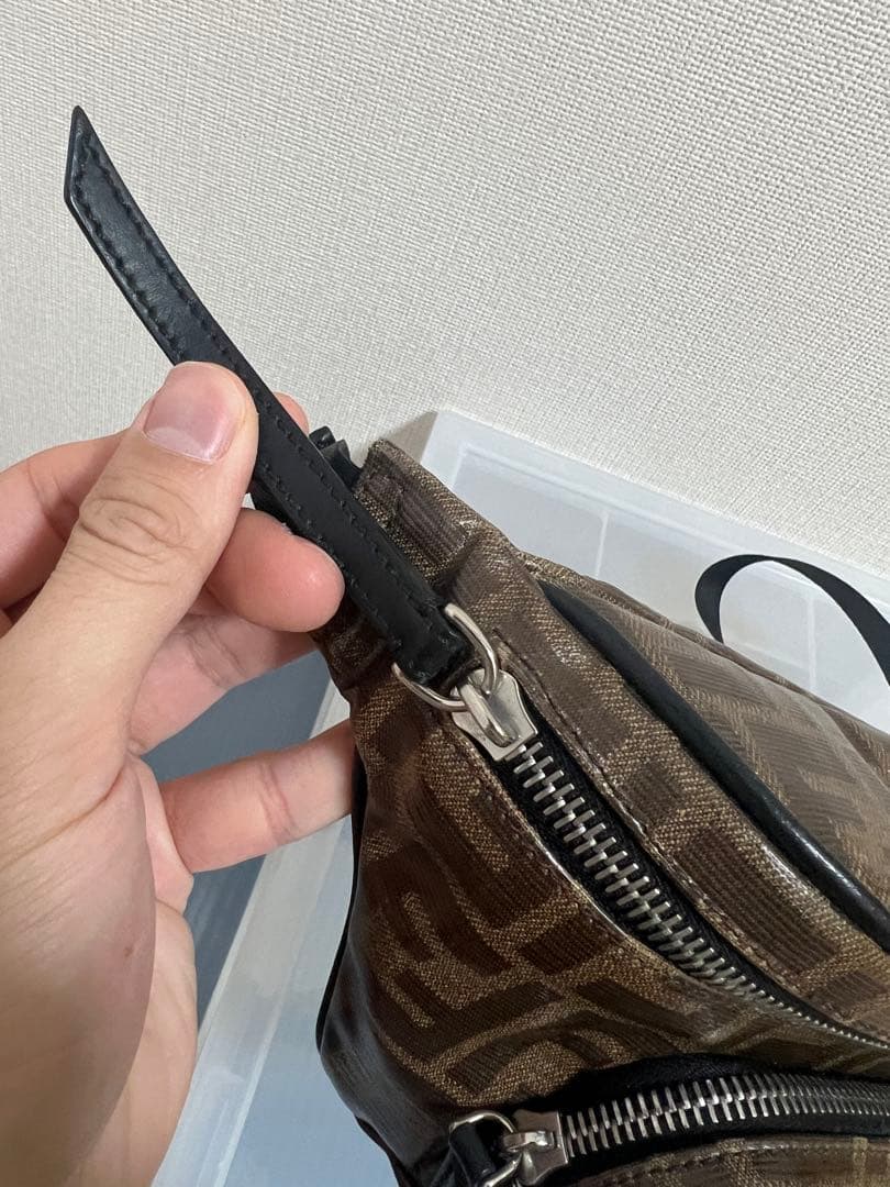 FENDI ズッカ柄 ウエストバッグ コーティングキャンバス レザー