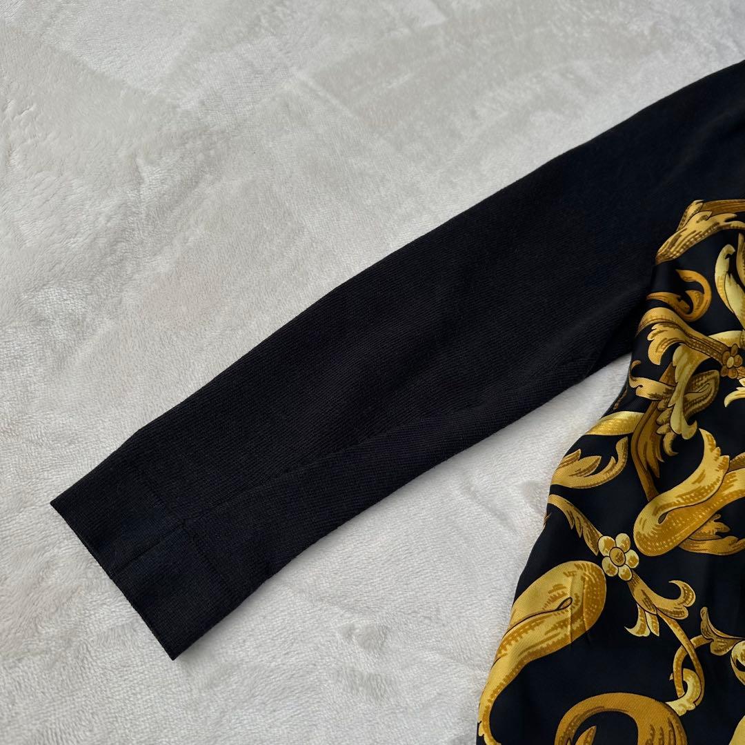 vintage HERMES スカーフ柄 バロック カットソー ポロシャツ 黒