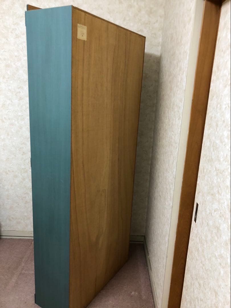 木製本棚 ブルー5段 波型デザイン