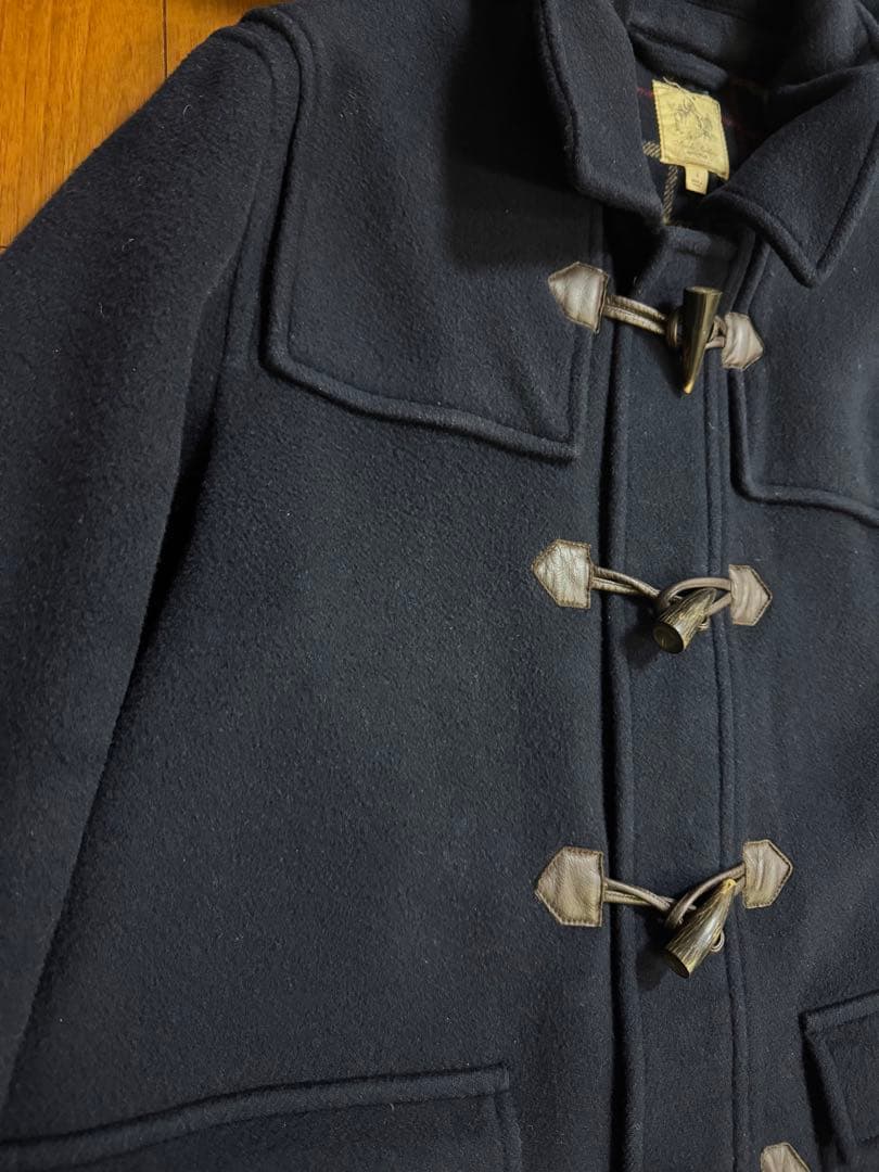 Brooks Brothers 裏地チェック ロングダッフルコート ネイビー L