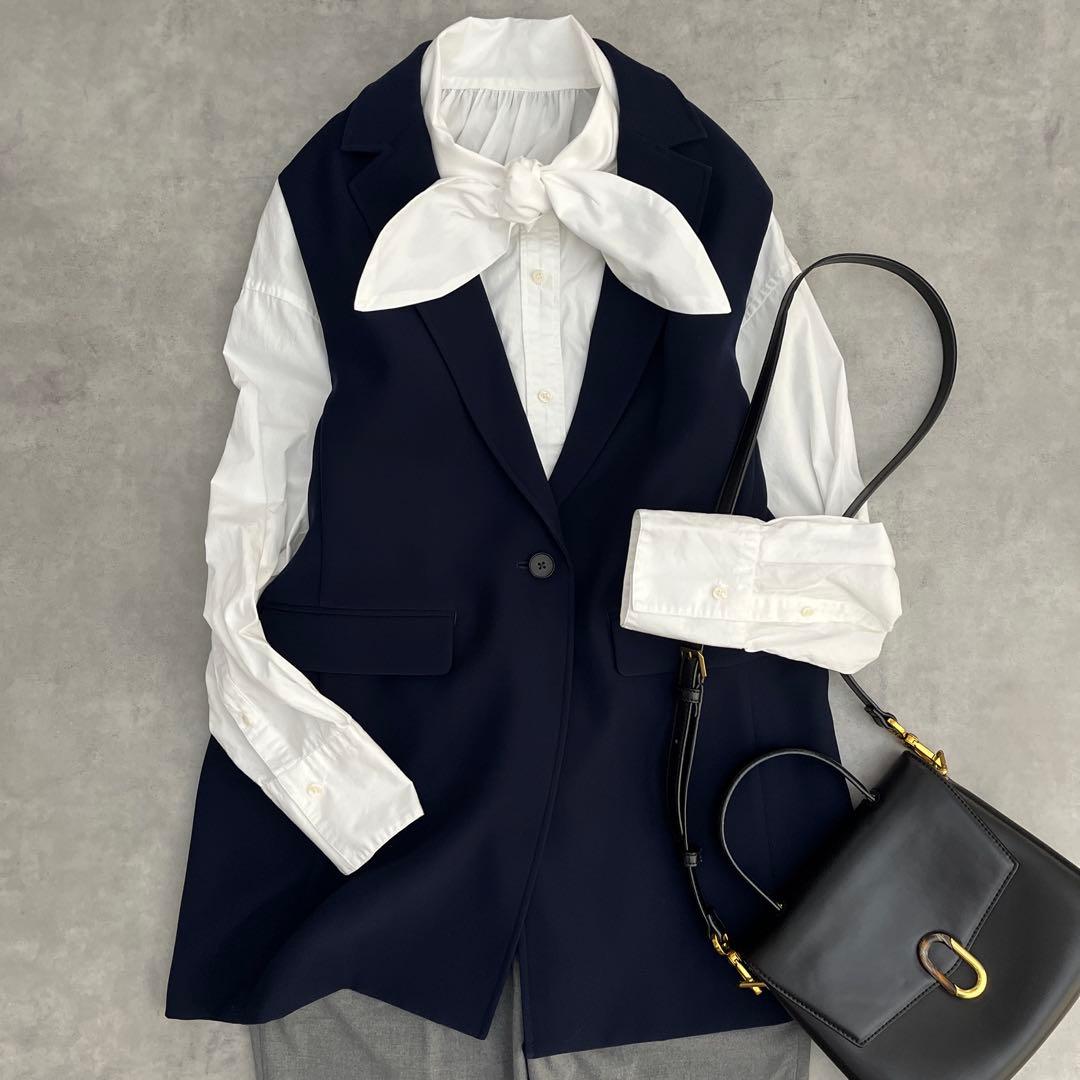 ひ*ん様 未使用 タグ付き 23区 ジレ ベスト ロング丈 セレモニー ネイビー