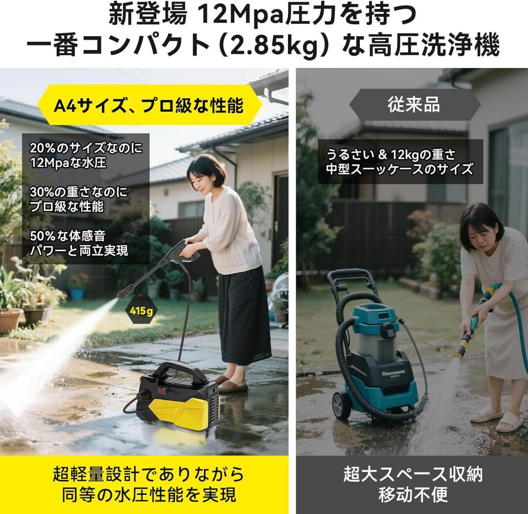 温水対応✨高圧洗浄機　12MPa 水道直結＆自吸両用 電源コード式　7m 新品