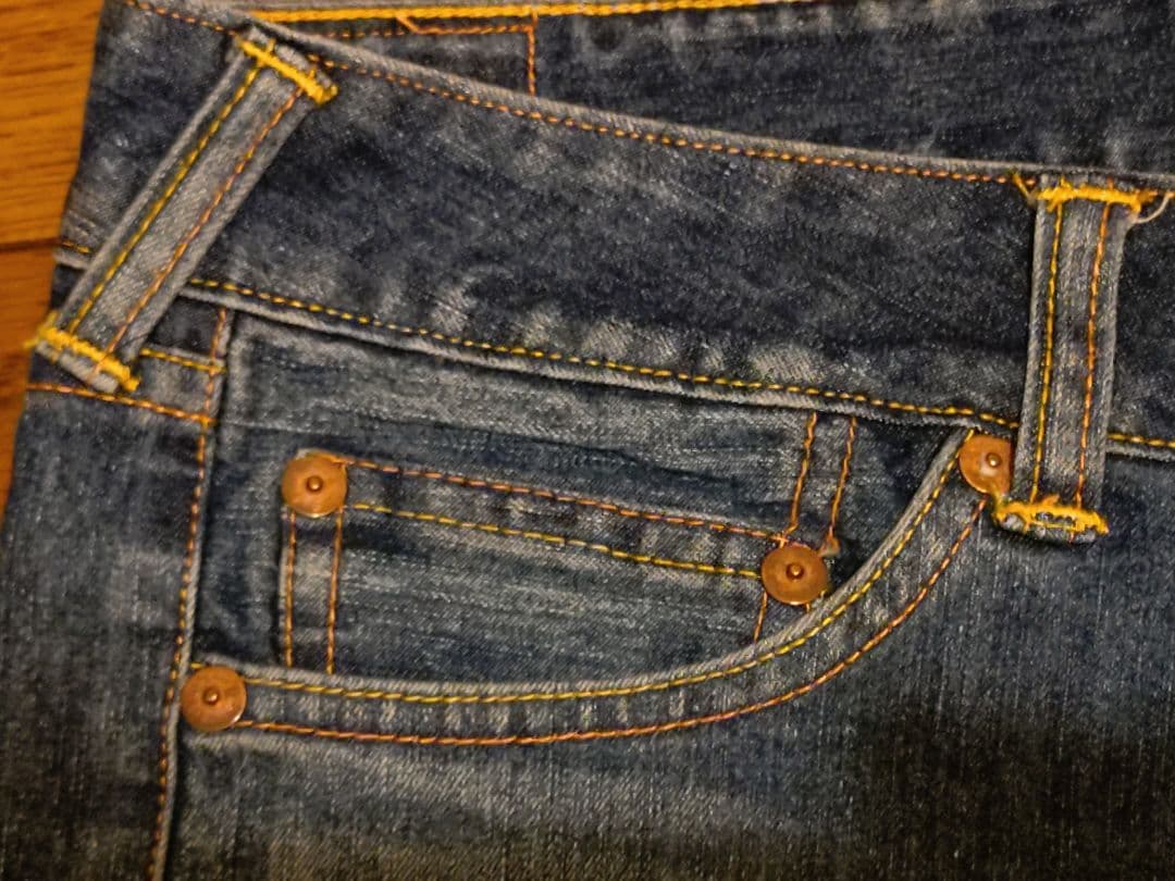 【USED】EVISU DONNA_デニムホットパンツ_ホワイトカモメ_Sサイズ