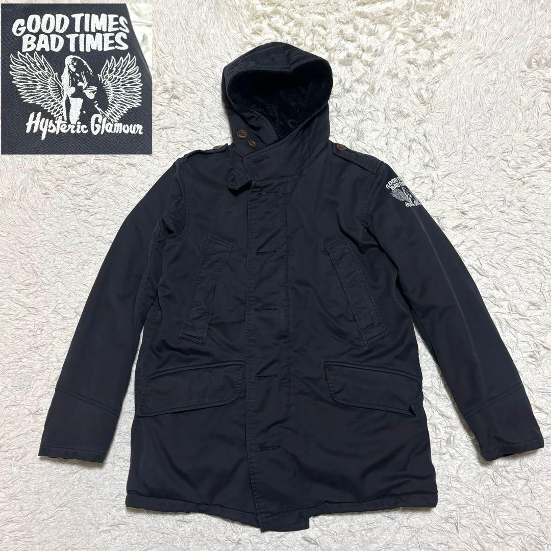 ヒステリックグラマー　モッズコート　ヒスガール　袖ロゴ　裏地ボア