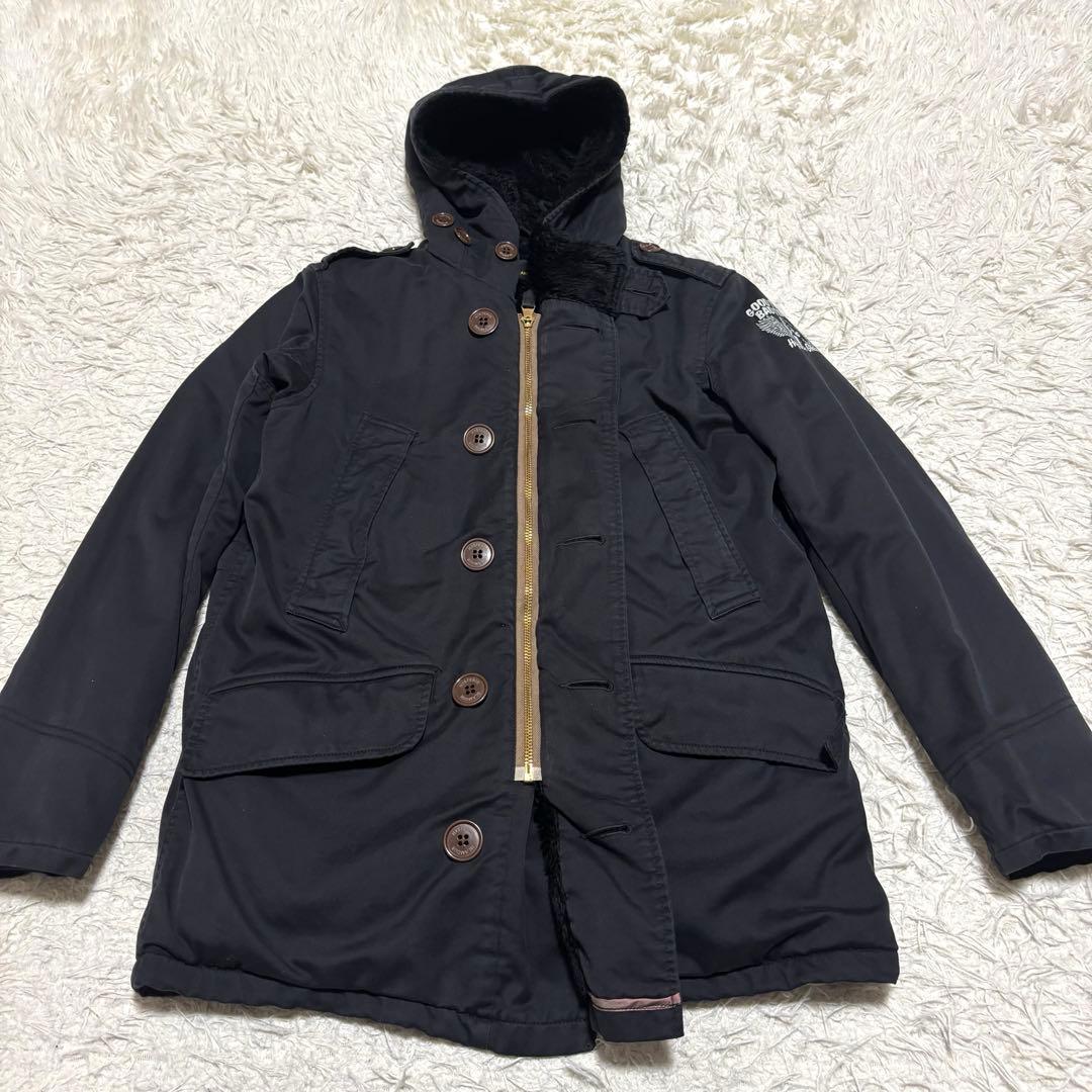 ヒステリックグラマー　モッズコート　ヒスガール　袖ロゴ　裏地ボア