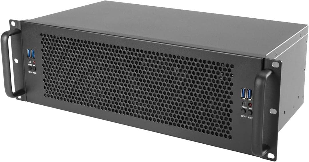 3U ラックマウントサーバーシャーシ、ブラックメタル、工業グレード