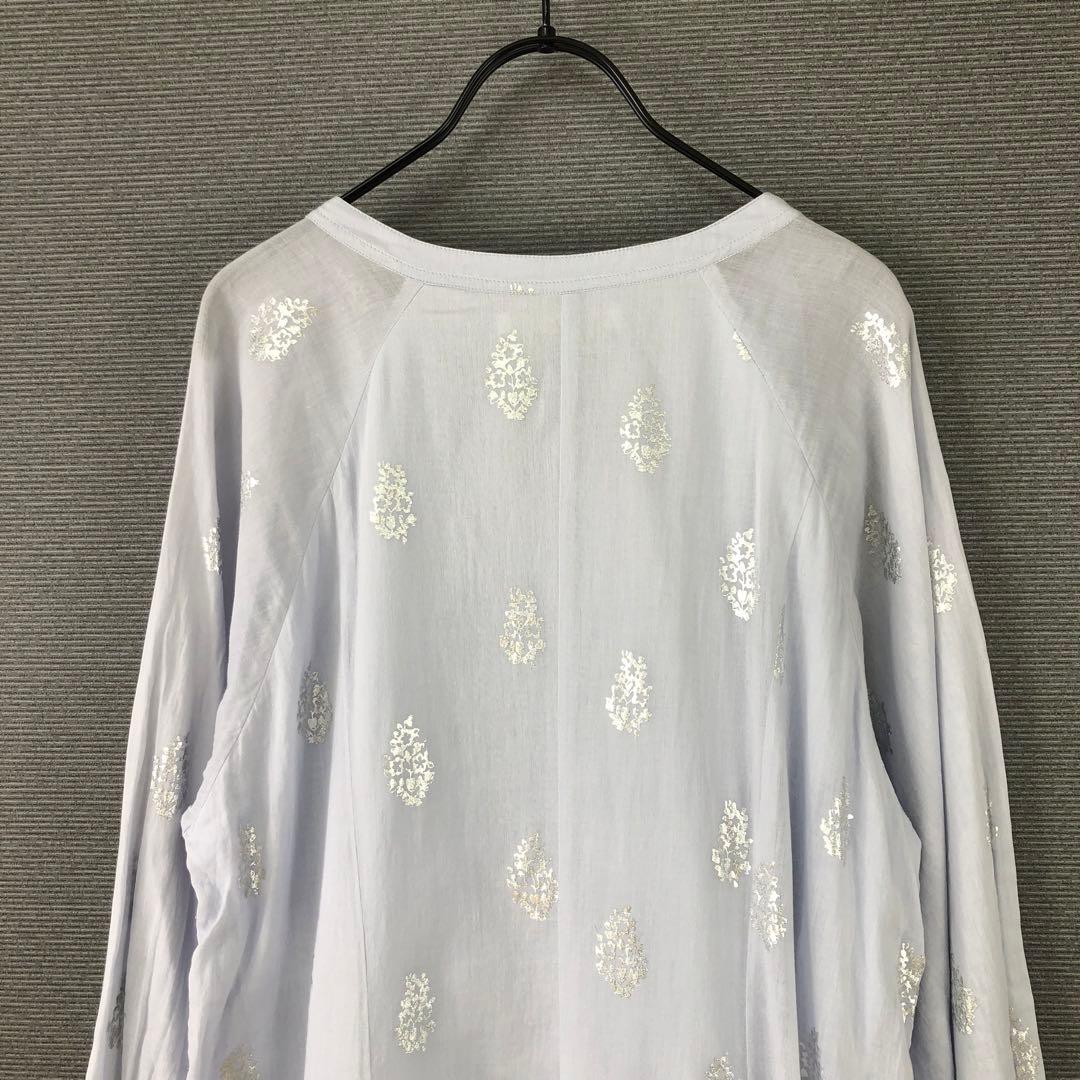 ne Quittez pas コットンボイルホイルフラワープリントスリーブドレス