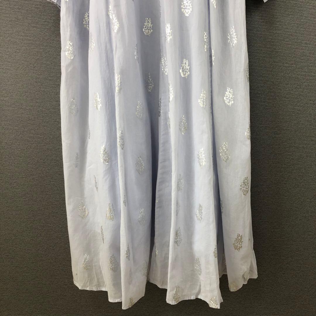 ne Quittez pas コットンボイルホイルフラワープリントスリーブドレス