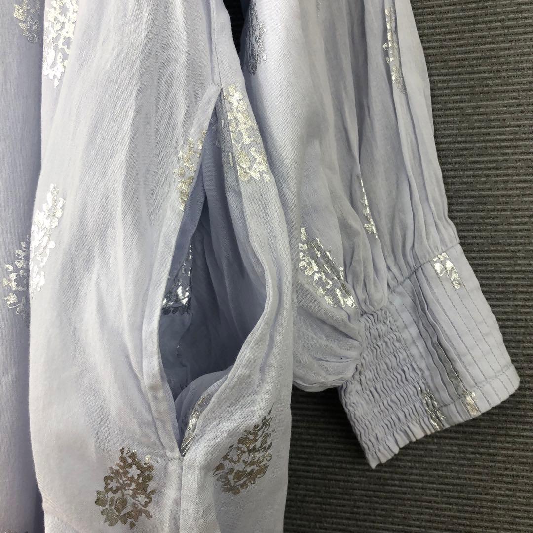 ne Quittez pas コットンボイルホイルフラワープリントスリーブドレス