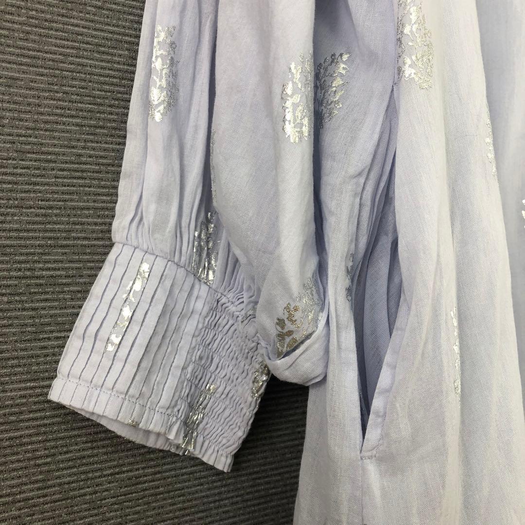 ne Quittez pas コットンボイルホイルフラワープリントスリーブドレス