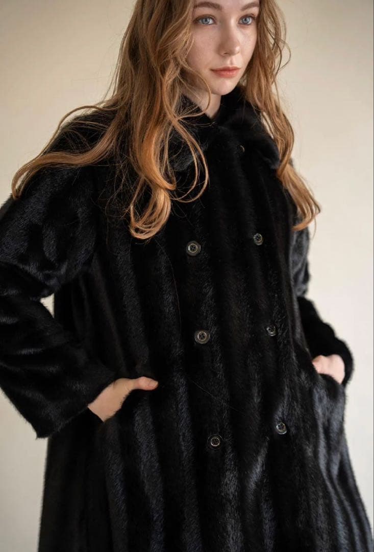 【Acka.】classical fur coat / black