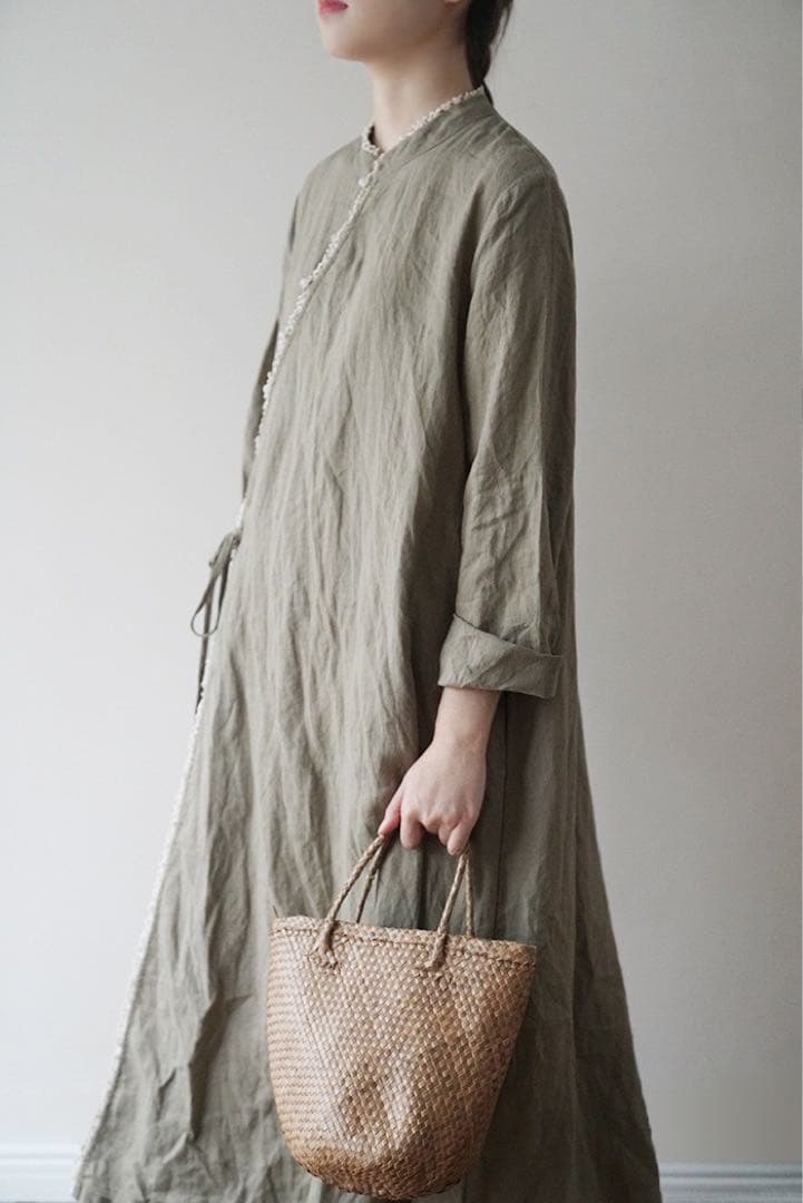 ラミーロングシャツワンピース　長袖