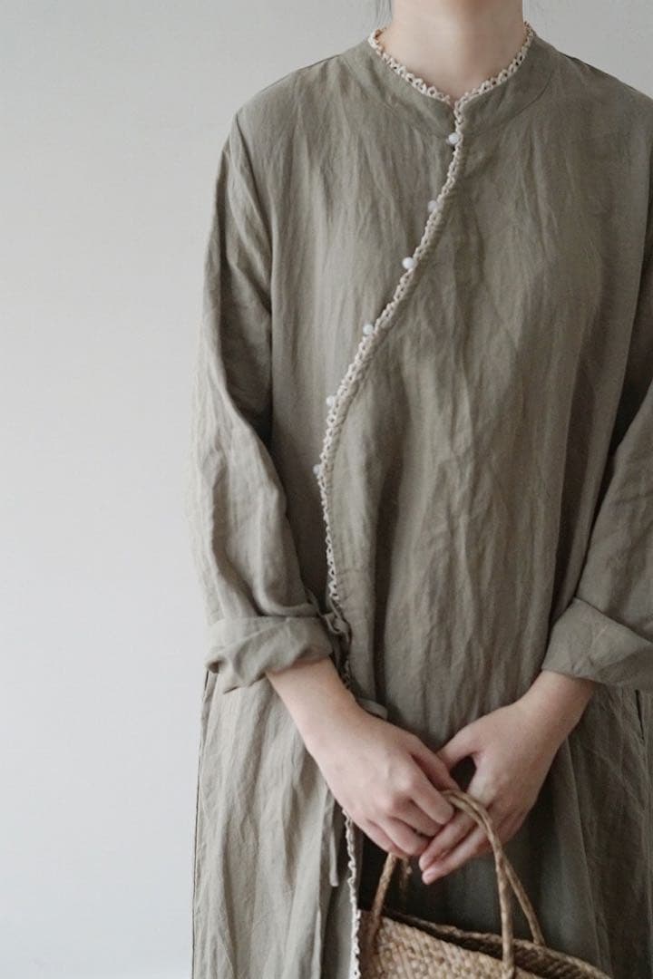 ラミーロングシャツワンピース　長袖