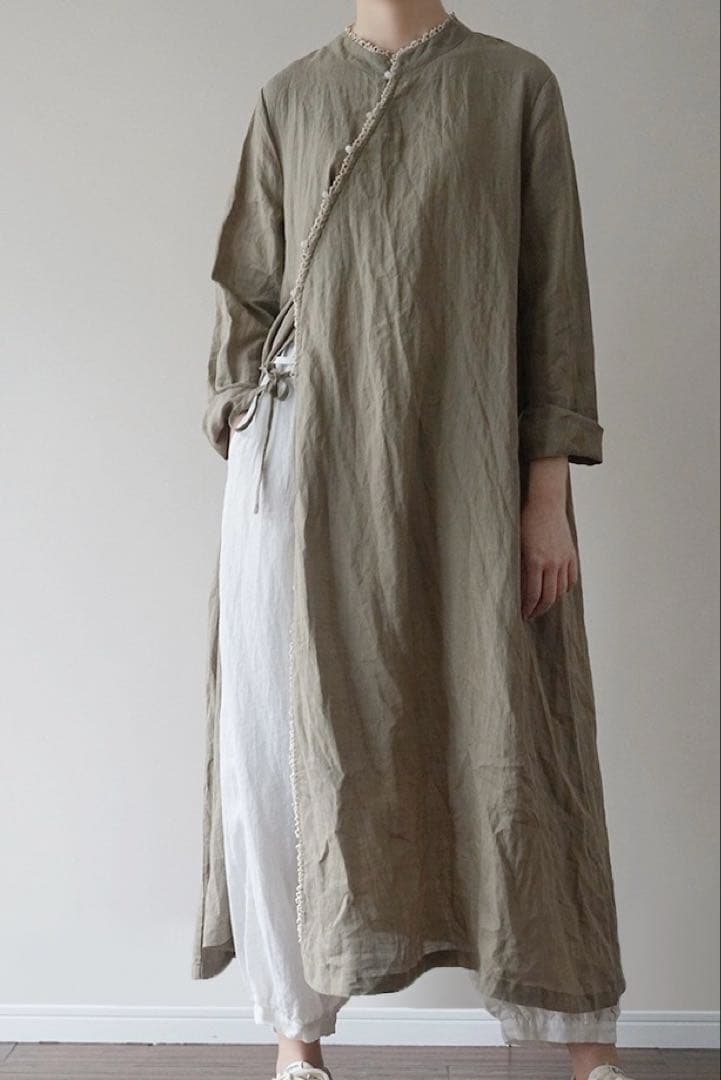 ラミーロングシャツワンピース　長袖