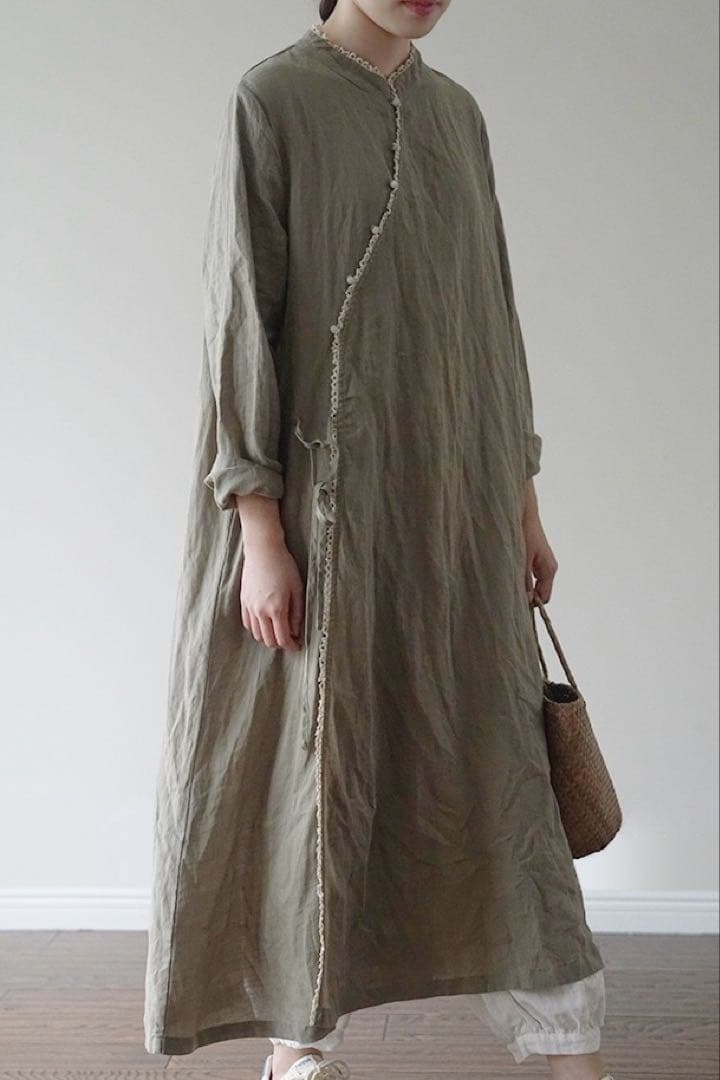 ラミーロングシャツワンピース　長袖