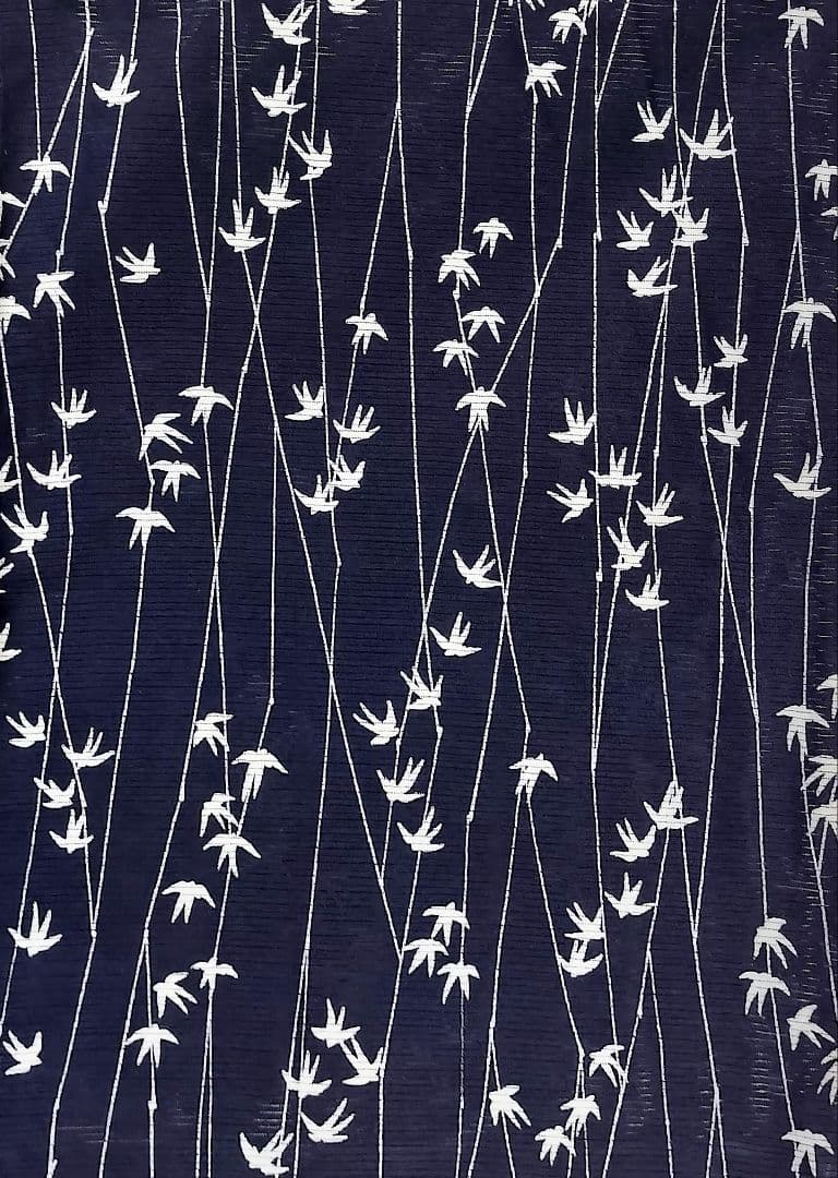 【浴衣】燕模様　綿絽　ツバメ　夏着物　絽　藍染 注染　夏小紋　紺　アンティーク