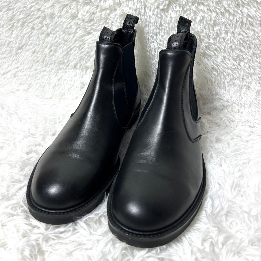 【未使用級】HARUTA レザーサイドゴアブーツ ブラック27cm 3E
