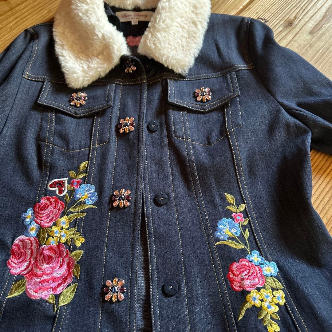 極美品⭐︎スーパービューティー　花柄刺繍デニムジャケット 40サイズ