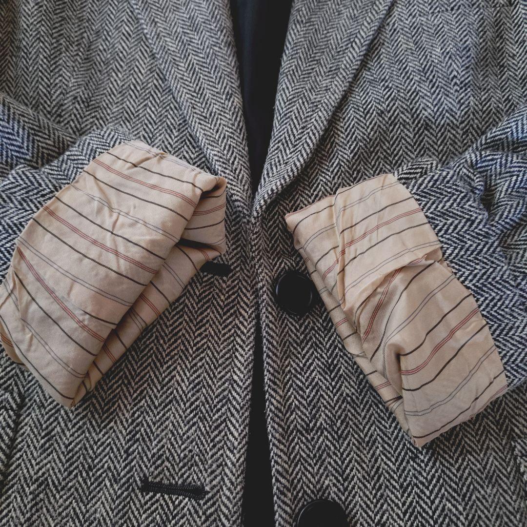 【Ralph Lauren】 ヘリンボーン ツイードジャケット シルク 11号