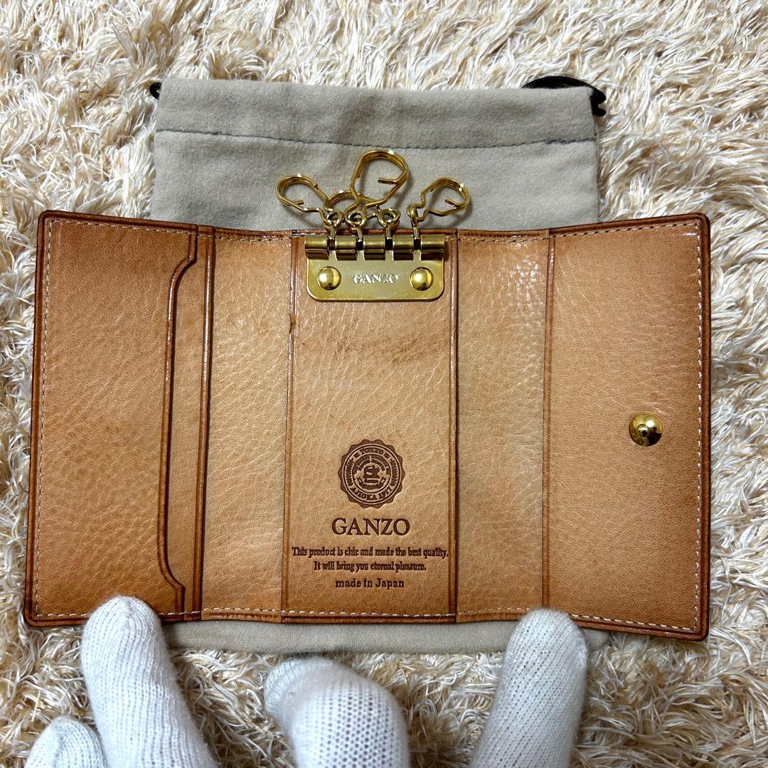 極美品✨ GANZO ブライドルレザー 4連 キーケース ダークブラウン