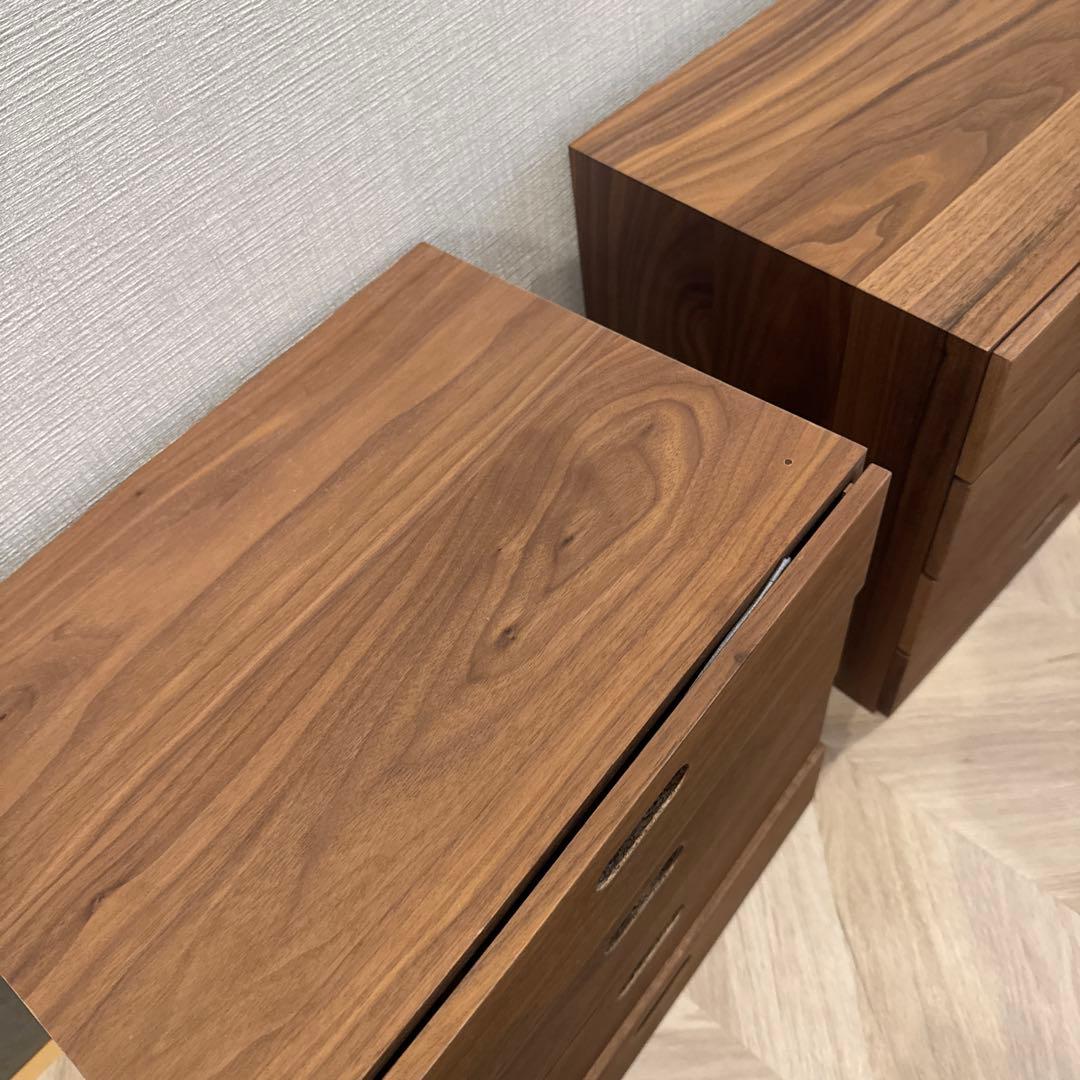 無印良品　スタッキングチェスト2個　引出し・４段／ウォールナット材突板