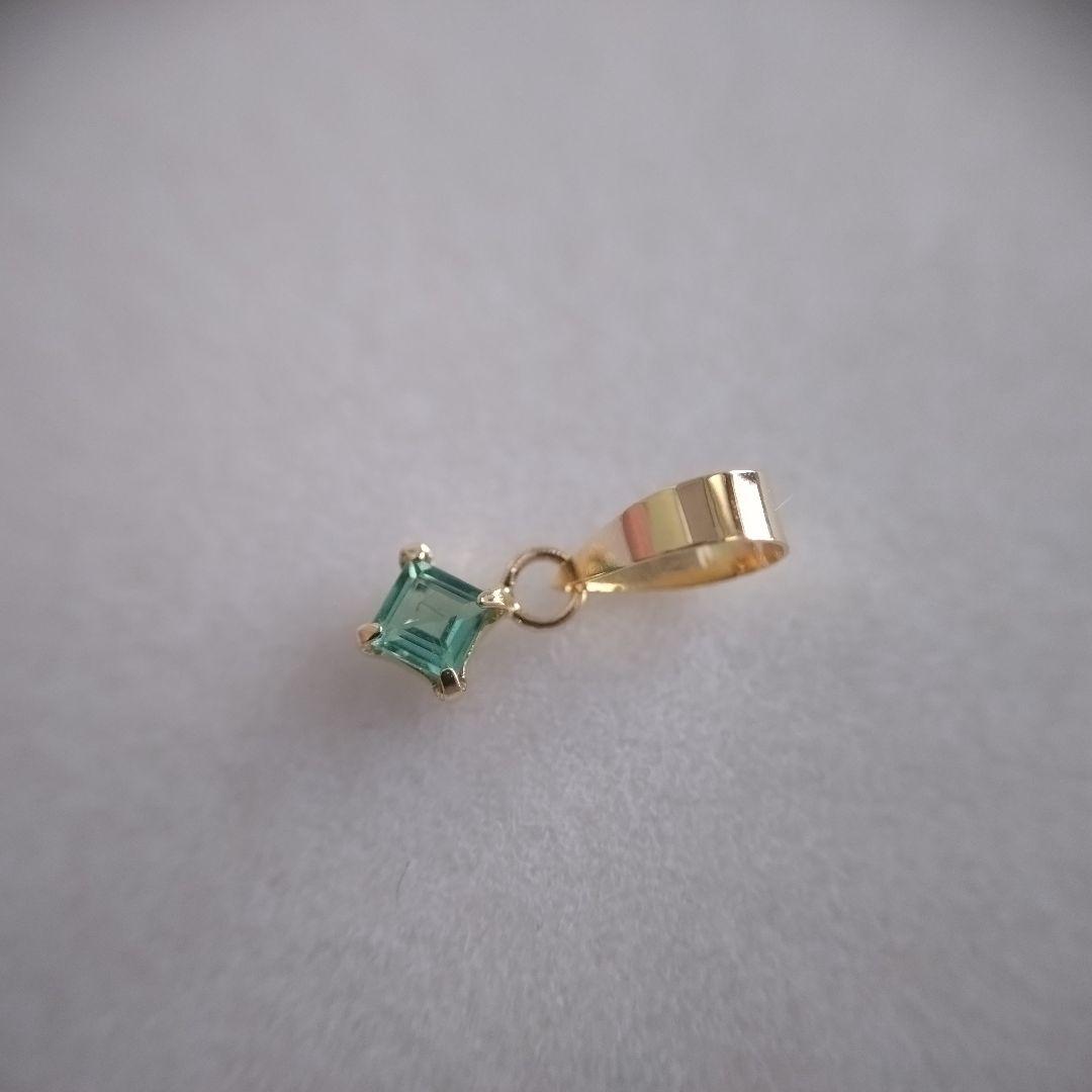 K18　YG　パライバトルマリン　ネオン ブルーグリーン　ペンダントトップ