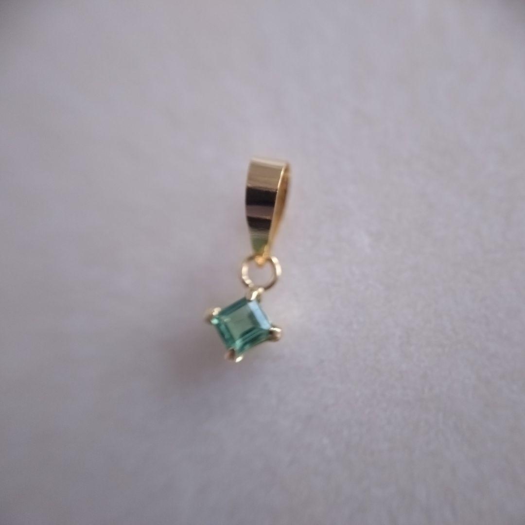 K18　YG　パライバトルマリン　ネオン ブルーグリーン　ペンダントトップ