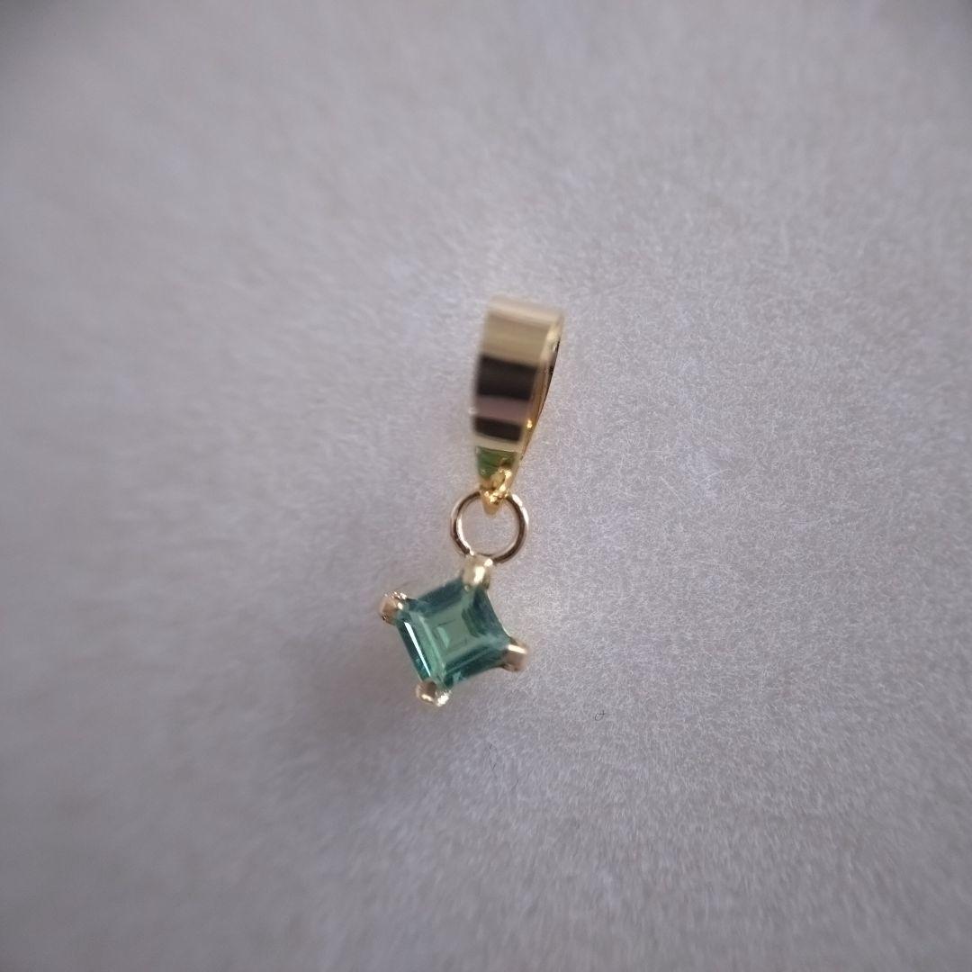 K18　YG　パライバトルマリン　ネオン ブルーグリーン　ペンダントトップ