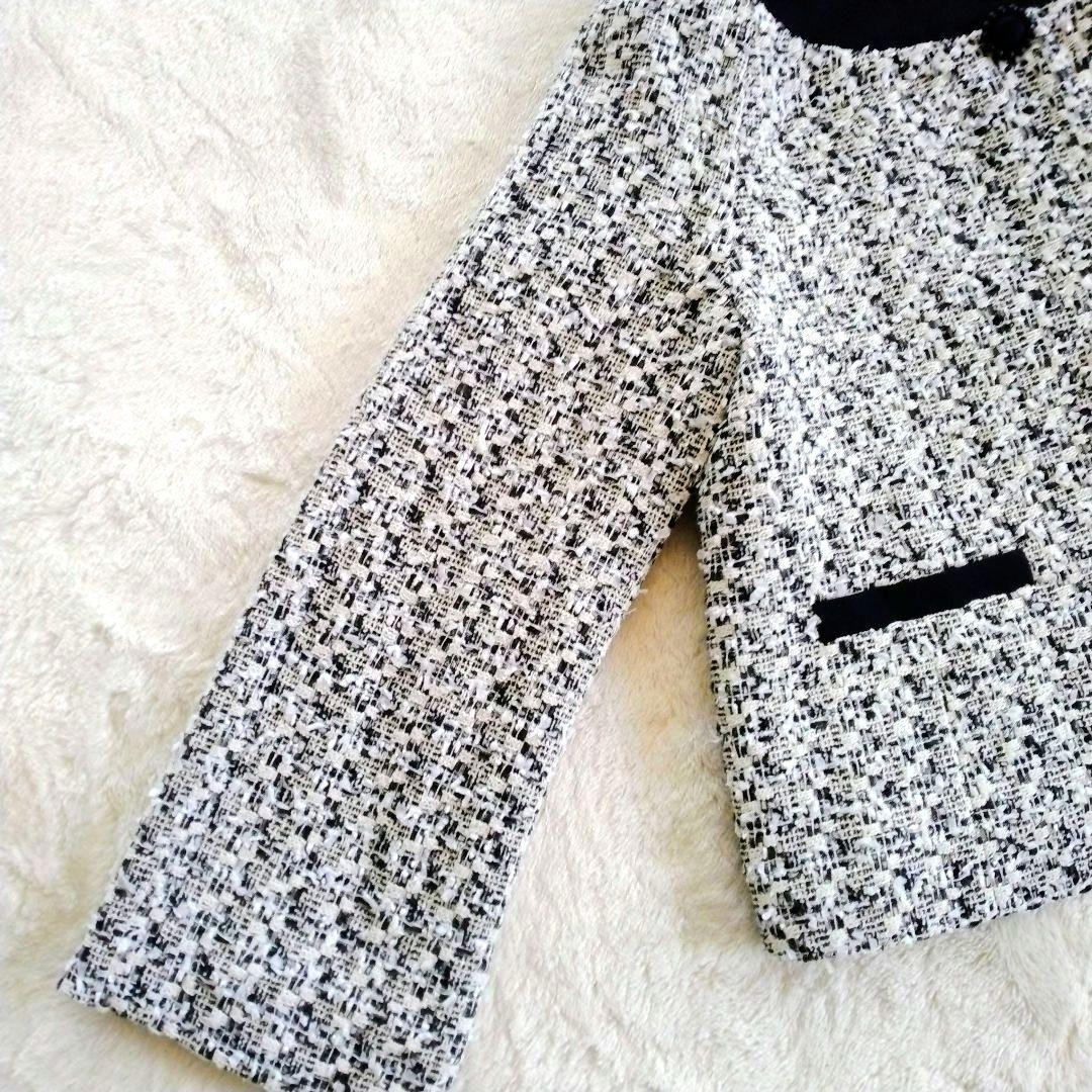 【トゥービーシック】未使用 大きいサイズ 42 ノーカラー ツイード ジャケット