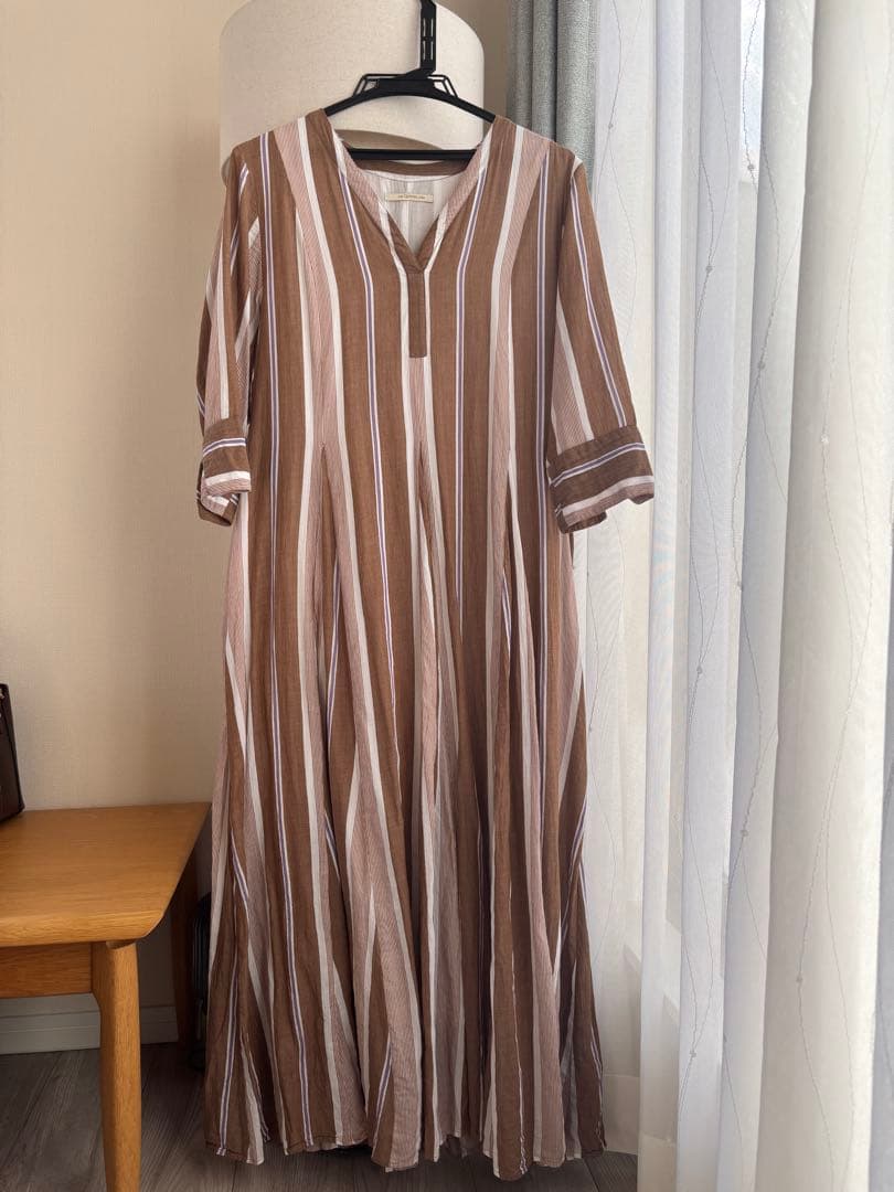 ヌキテパ◇Cotton Voile Stripe Panel Dress◇
