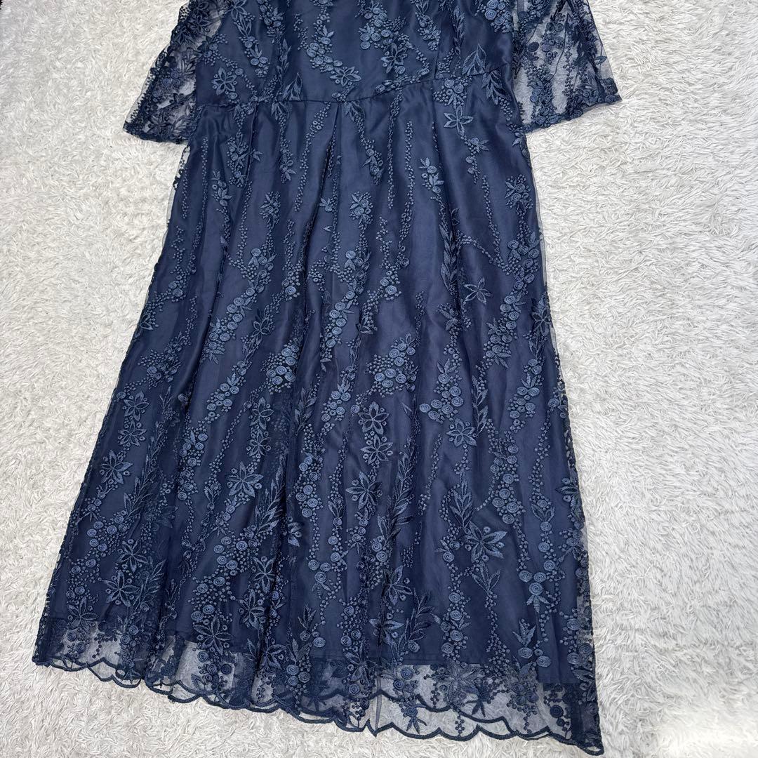 極美品 niana 刺繍レース バックリボン パーティードレス 二次会 4L