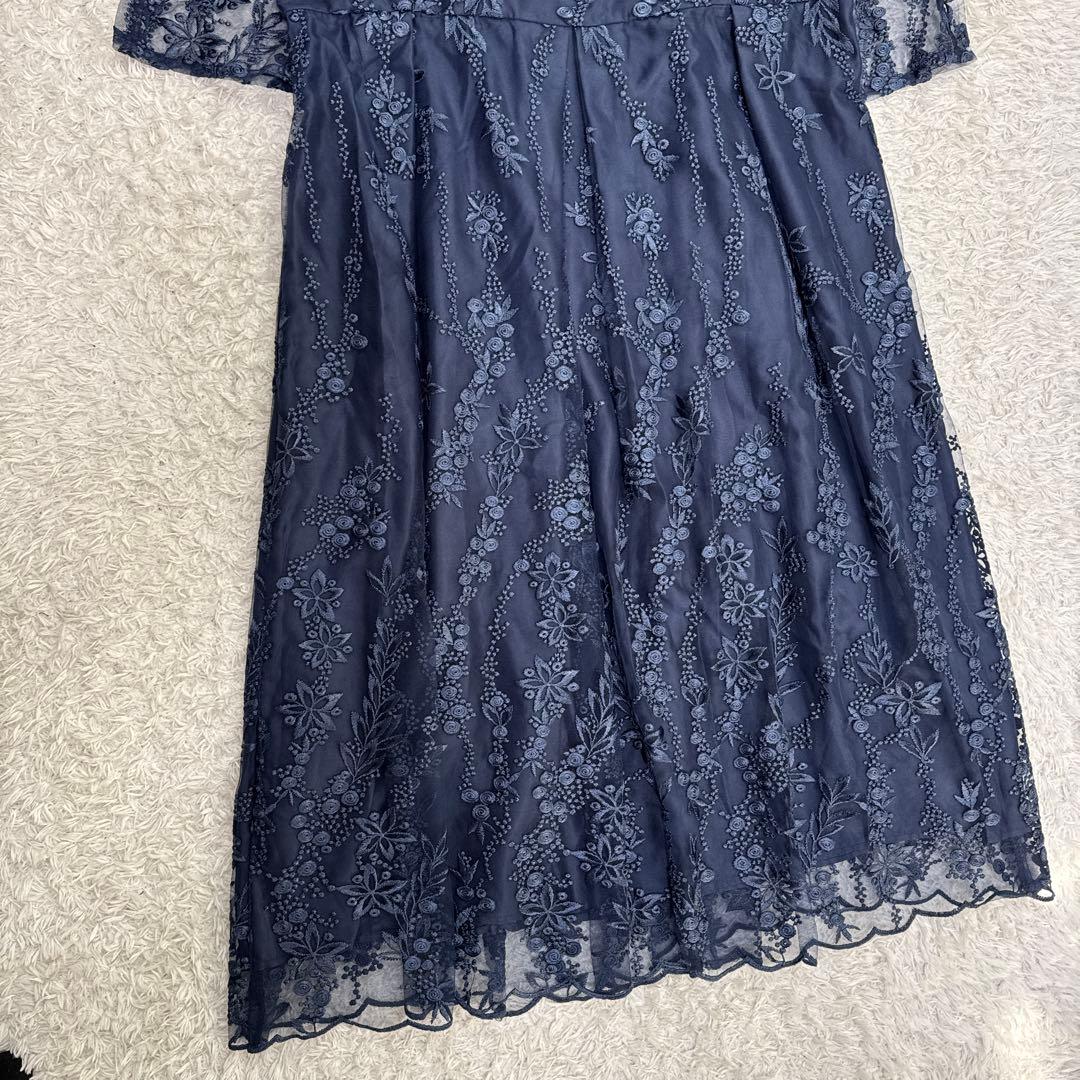 極美品 niana 刺繍レース バックリボン パーティードレス 二次会 4L