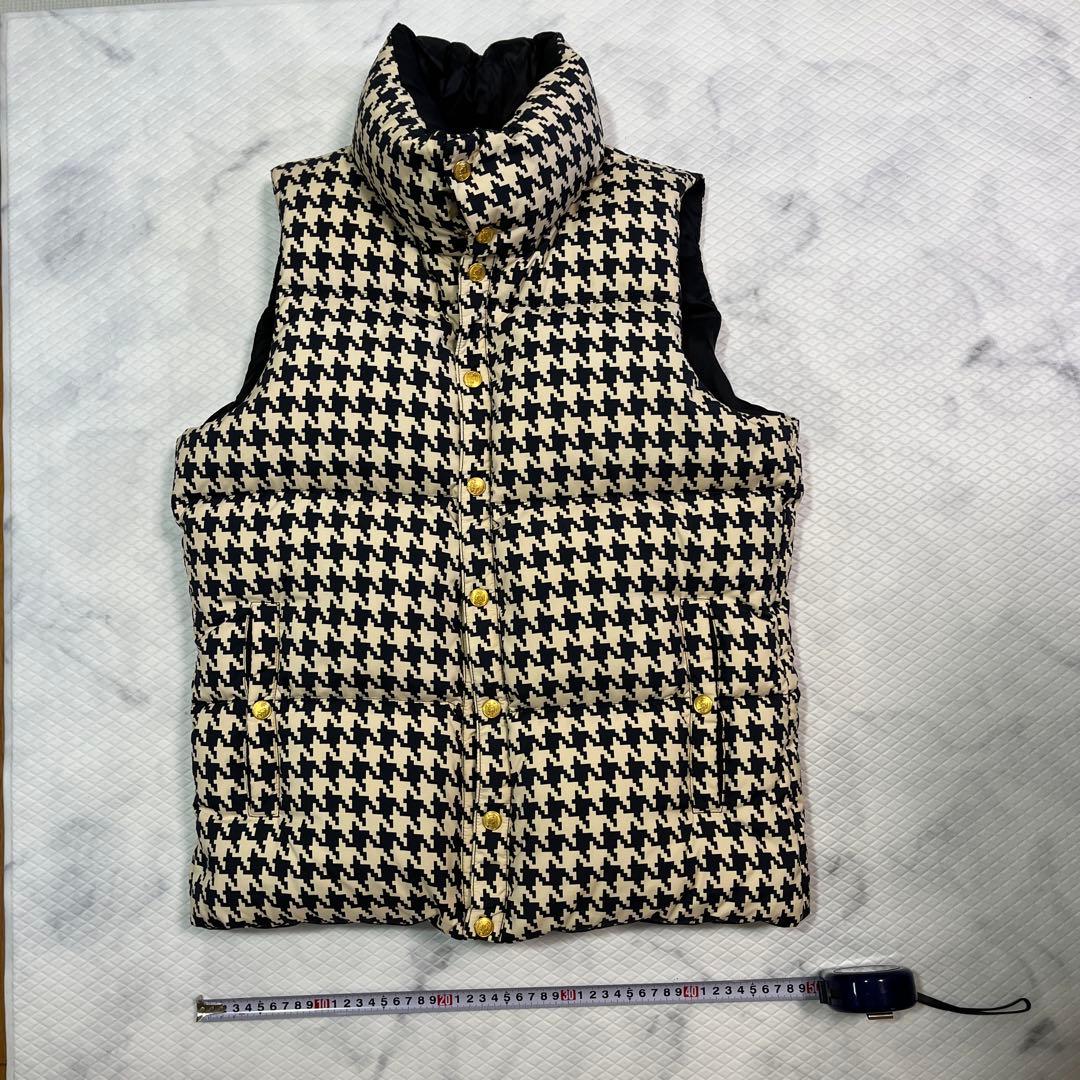 ダウンベスト美品Dress Canp ドレスキャンプ千鳥格子ベージュ黒M