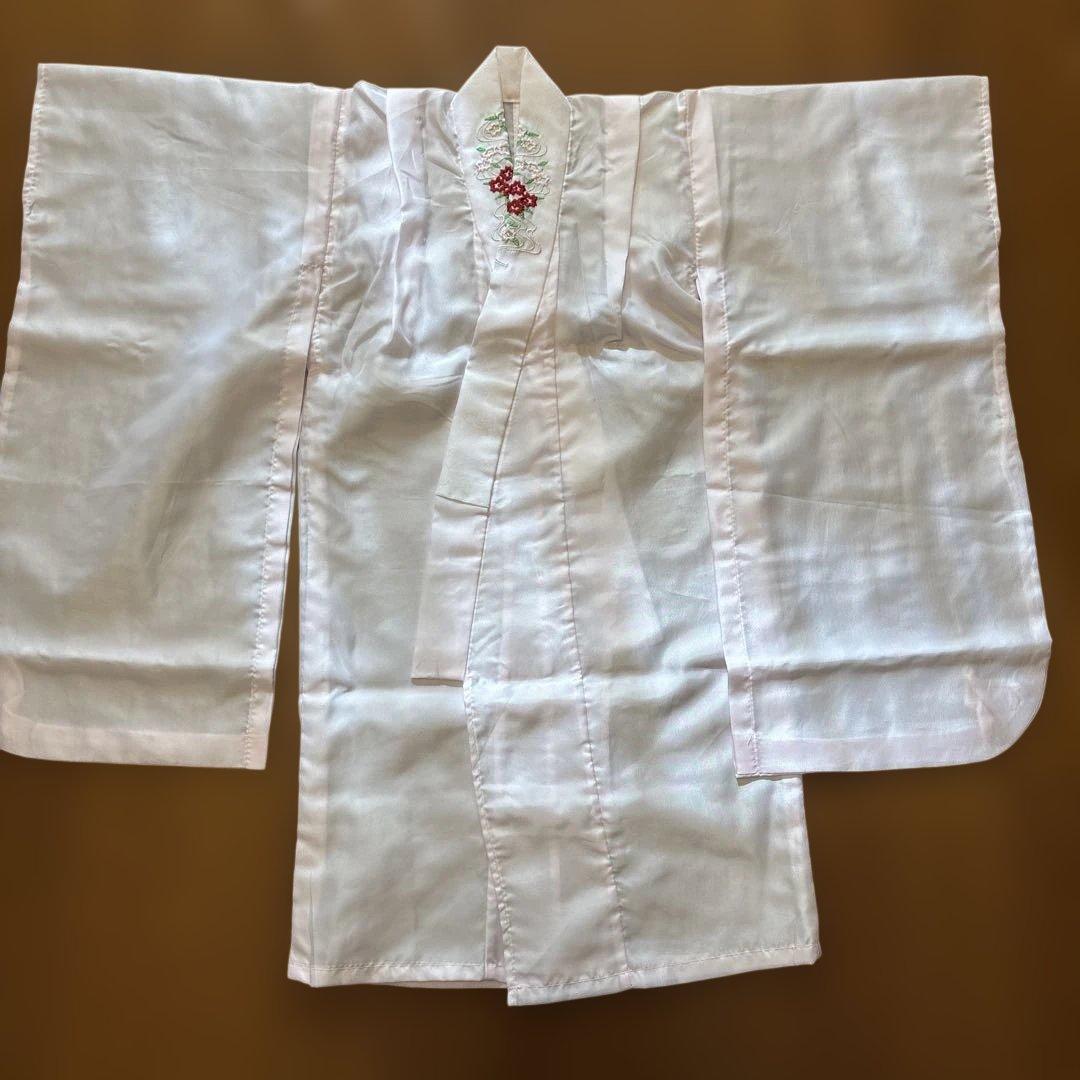 七五三 3歳被布セット　正絹　赤　古典柄