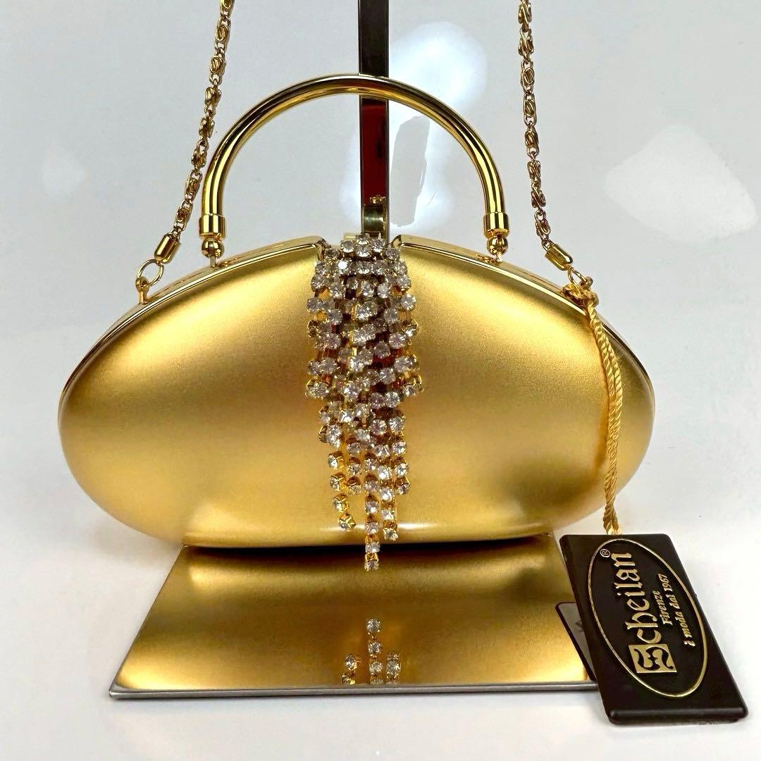 【極美品】シェイラン パーティーバッグ ゴールド ハンドバッグ チェーンバッグ