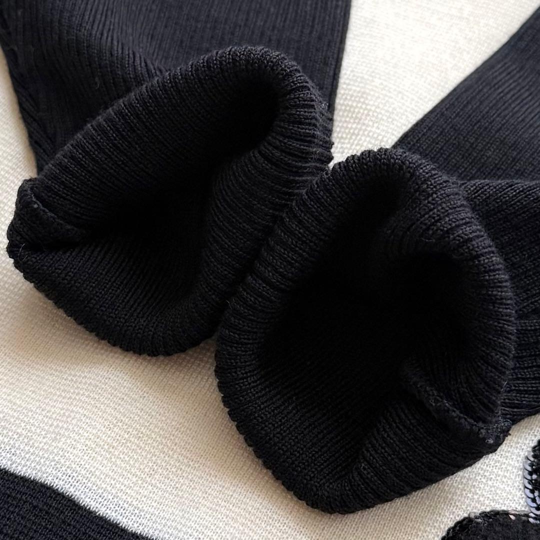 極美品☆エムズグレイシー ワンピース 花柄 ボーダー スパンコール ウール 40