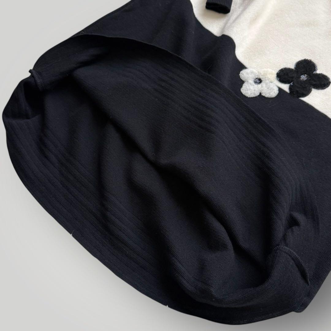 極美品☆エムズグレイシー ワンピース 花柄 ボーダー スパンコール ウール 40