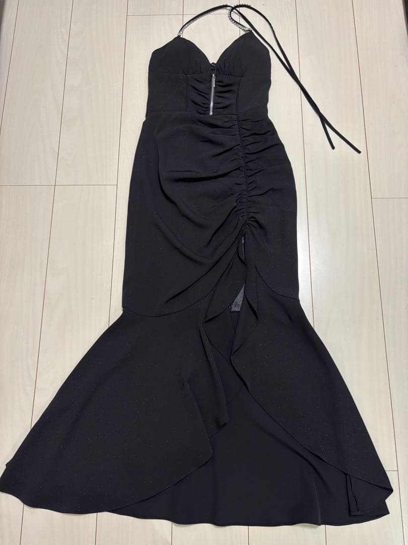 Glossy グロッシー ラメ スリット キャミ ロングドレス キャバドレス