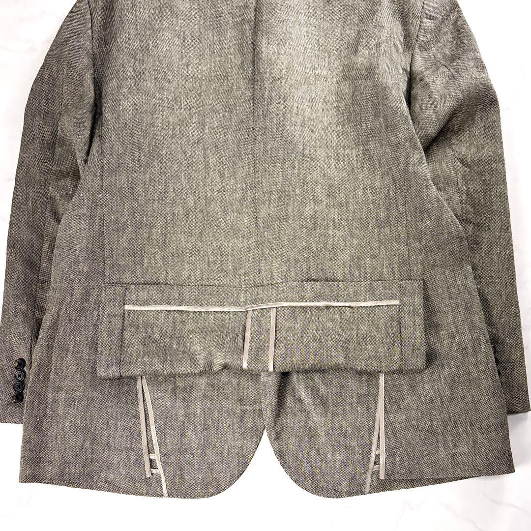 ポロラルフローレン リネン混 段返り テーラードJK 3B 大きい チャコール