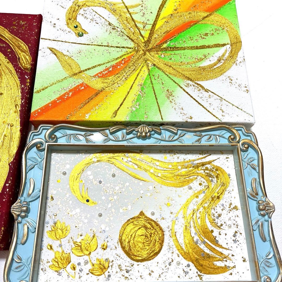 開運絵画　龍神様　宝珠　拡大のエネルギー　インフィニティ　金箔